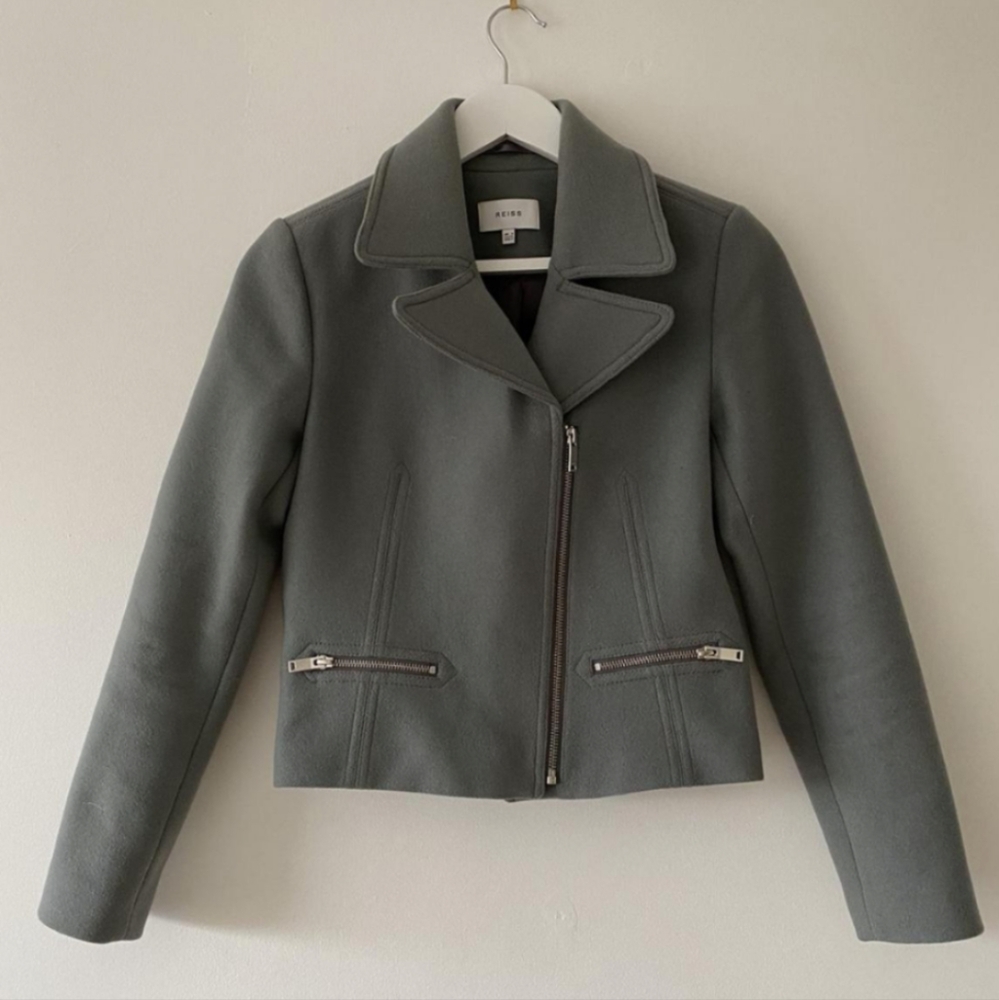 Reiss Slade wool blend biker jacket